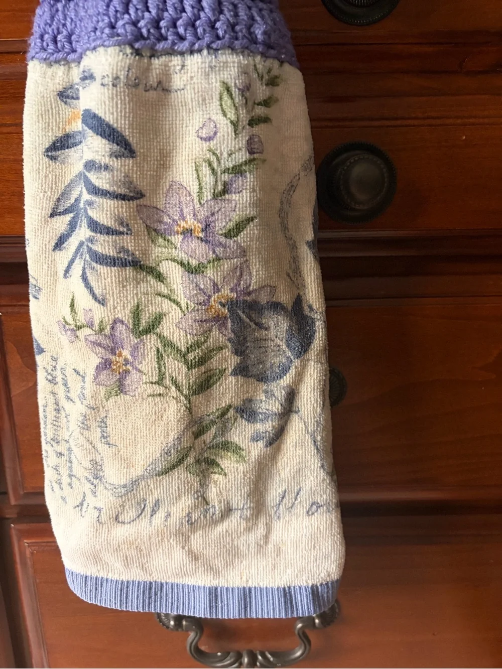 Handmade Purple and yellow Crochet Top Hanging Kitchen Towel - Home Bath